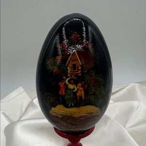 Hand-Painted Decorative Egg with Russian Folk Art